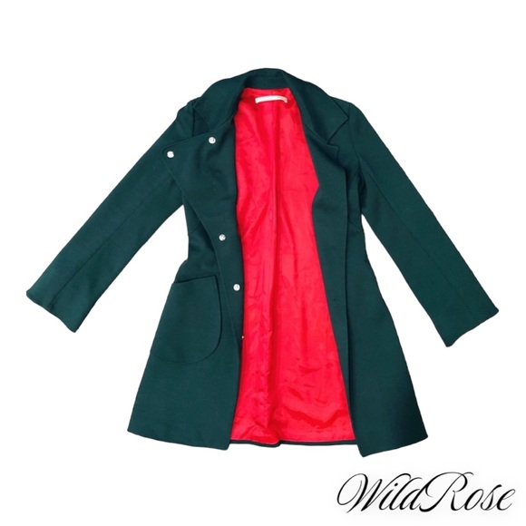 DVF DIANE VON FURSTENBERG Green Snap Trench Jacket SZ 4 - Picture 12 of 17